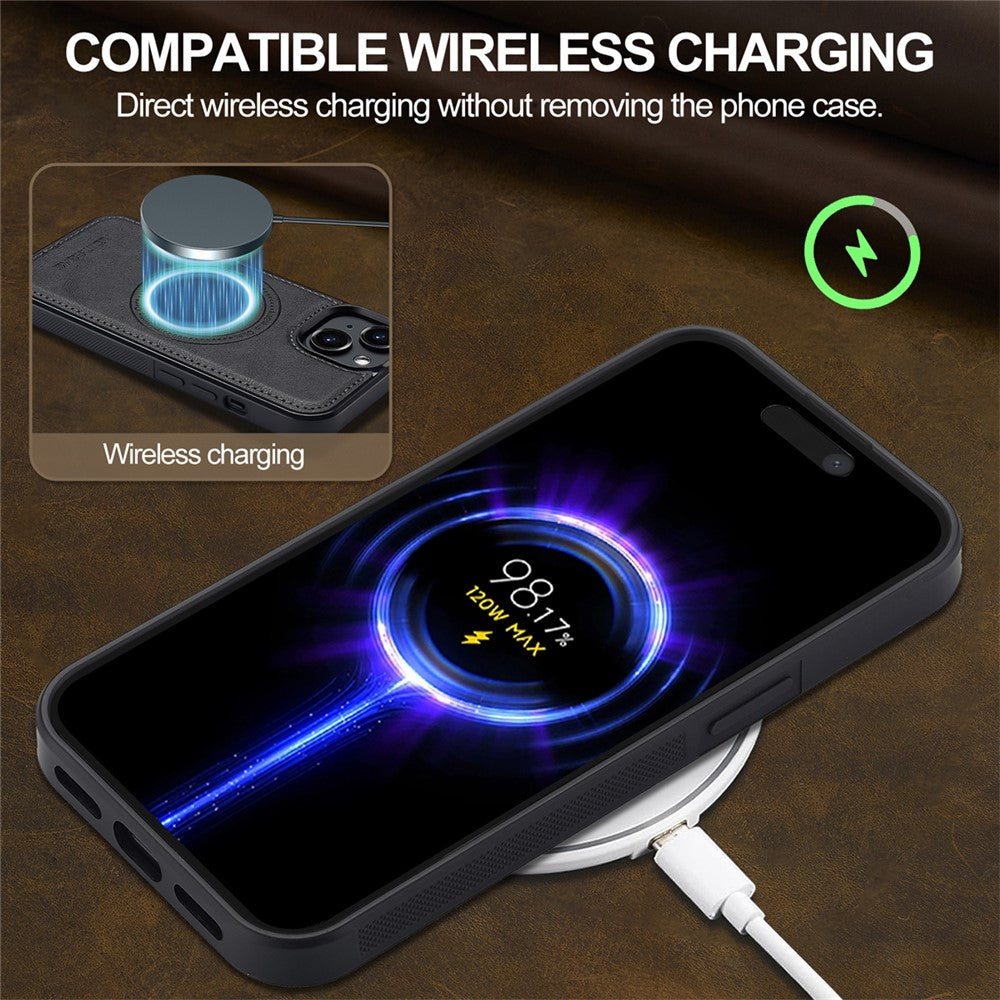 LC.IMEEKE For iPhone 13 Magnetic Case Compatible with MagSafe Leather TPU Back Cover