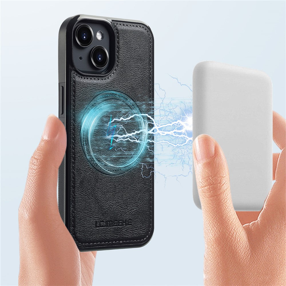LC.IMEEKE For iPhone 13 Magnetic Case Compatible with MagSafe Leather TPU Back Cover