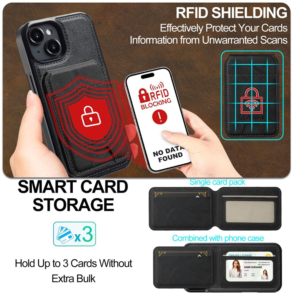 LC.IMEEKE L3 For iPhone 13 mini Magnetic Case Detachable Card Holder Leather TPU Mobile Cover