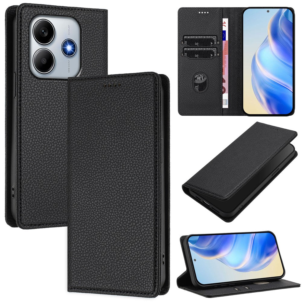 For Xiaomi Redmi Note 14 5G Wallet Case RFID Blocking Litchi Texture Leather Mobile Cover