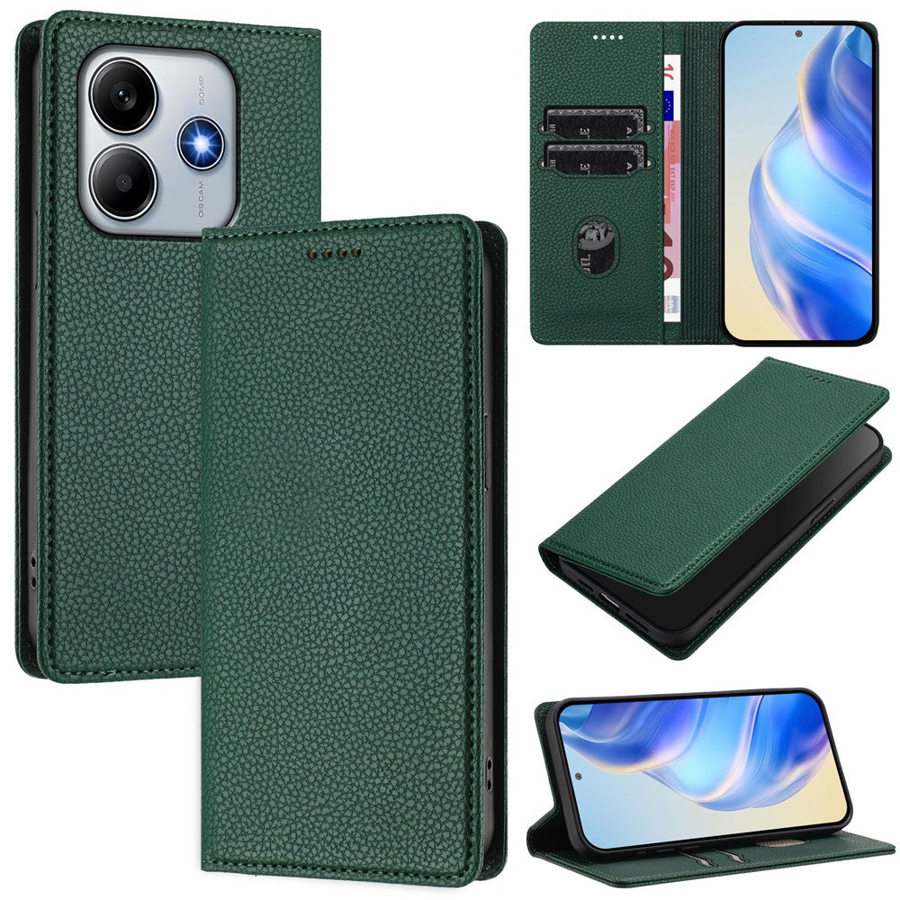 For Xiaomi Redmi Note 14 5G Wallet Case RFID Blocking Litchi Texture Leather Mobile Cover