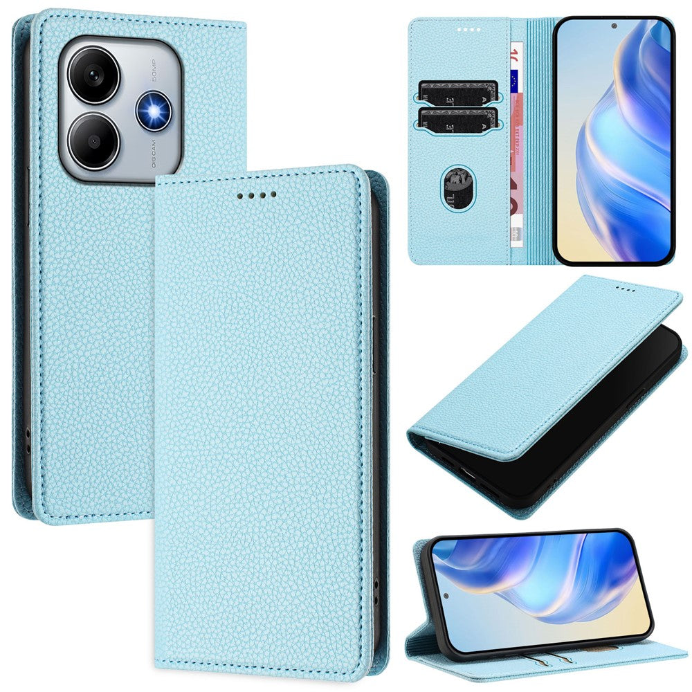 For Xiaomi Redmi Note 14 5G Wallet Case RFID Blocking Litchi Texture Leather Mobile Cover