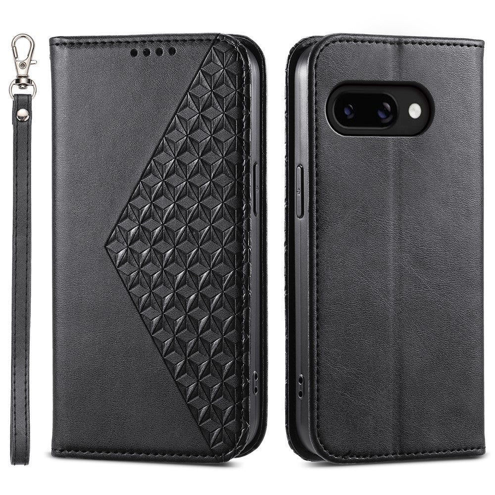 Til Google Pixel 9a Cover Kalvetekstur PU Læder Telefoncover med Pung