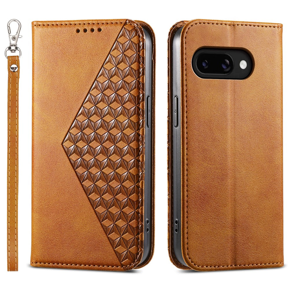 Til Google Pixel 9a Cover Kalvetekstur PU Læder Telefoncover med Pung