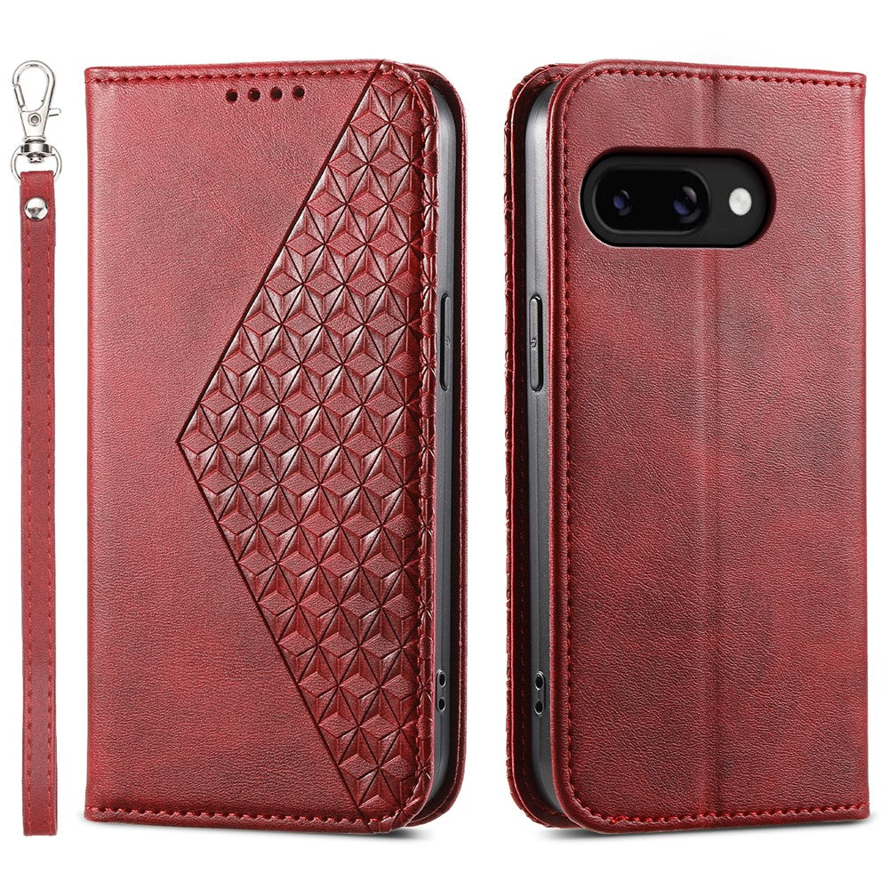 Til Google Pixel 9a Cover Kalvetekstur PU Læder Telefoncover med Pung