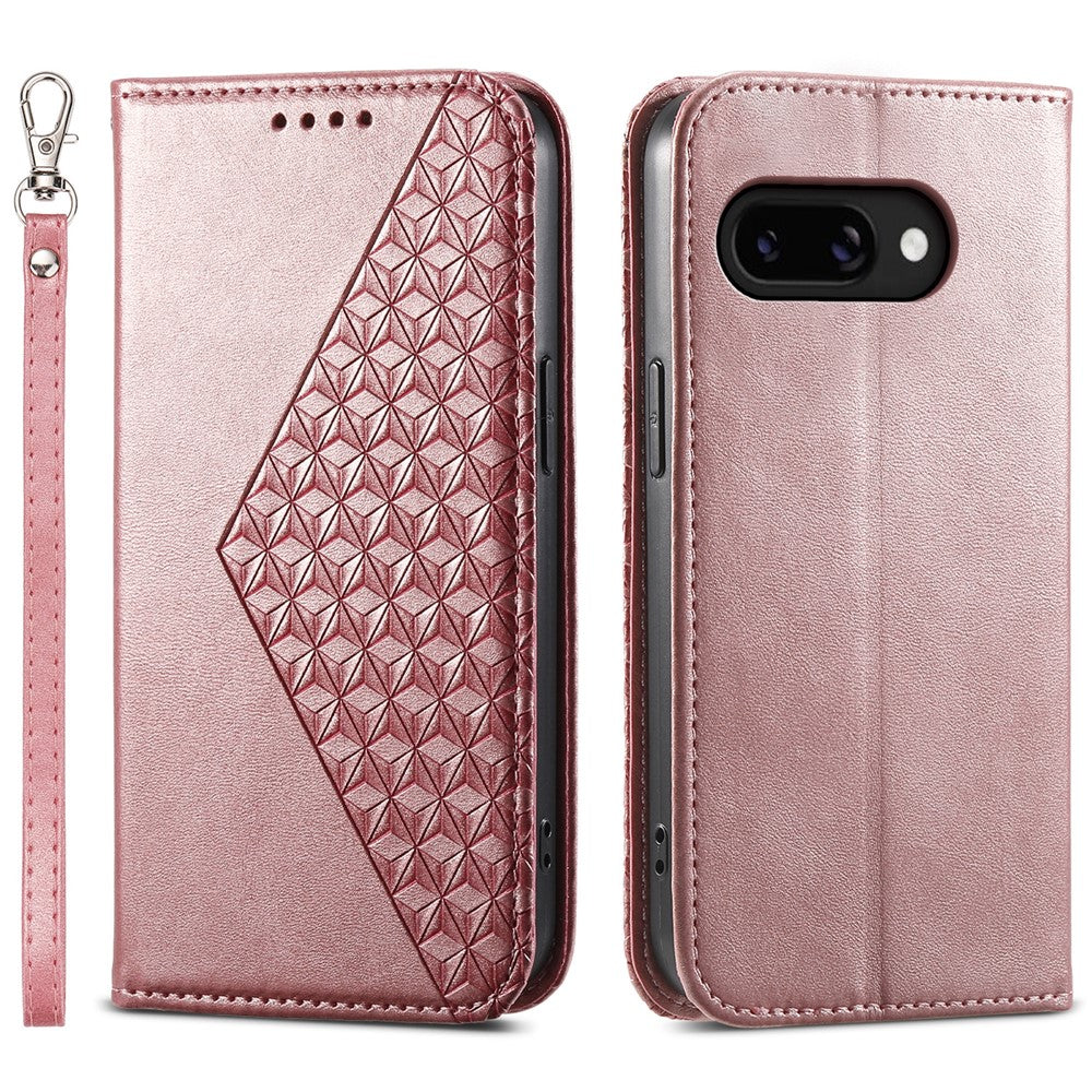 Til Google Pixel 9a Cover Kalvetekstur PU Læder Telefoncover med Pung