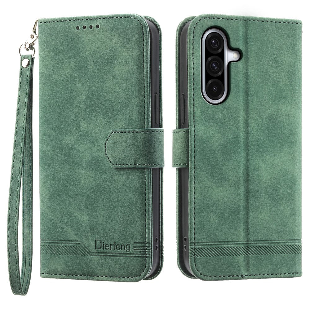 DIERFENG DF-03 For Samsung Galaxy A56 5G Leather Case Lines Imprint Wallet Phone Cover