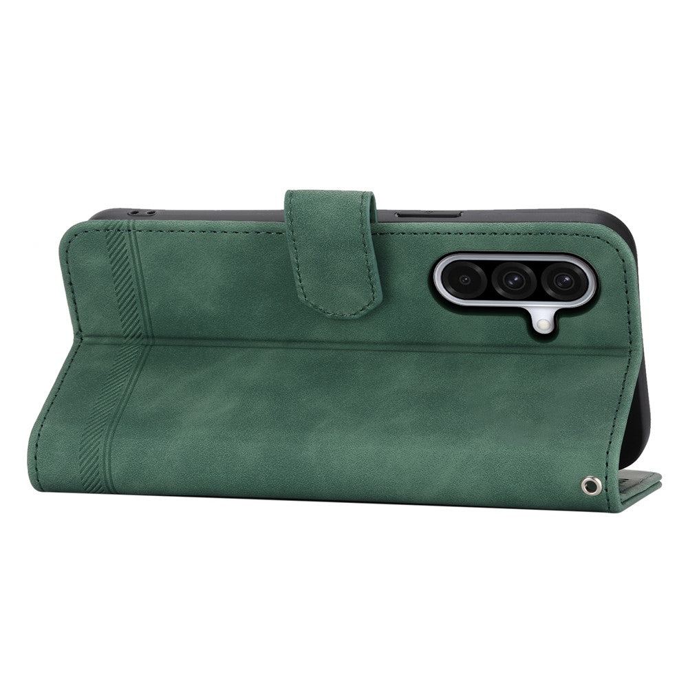 DIERFENG DF-03 For Samsung Galaxy A56 5G Leather Case Lines Imprint Wallet Phone Cover