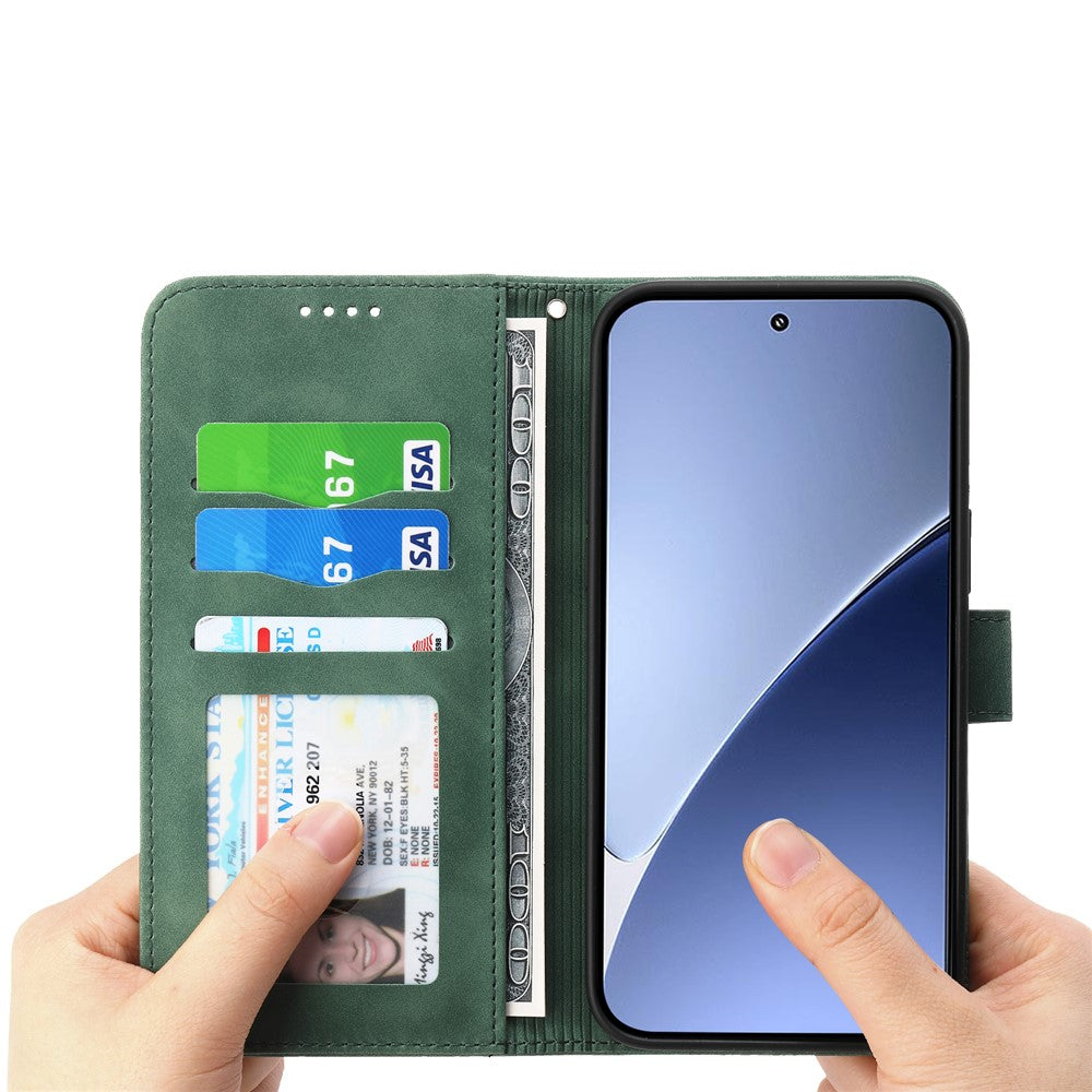 DIERFENG DF-03 For Xiaomi 15 Pro Leather Case Lines Imprint Wallet Phone Cover