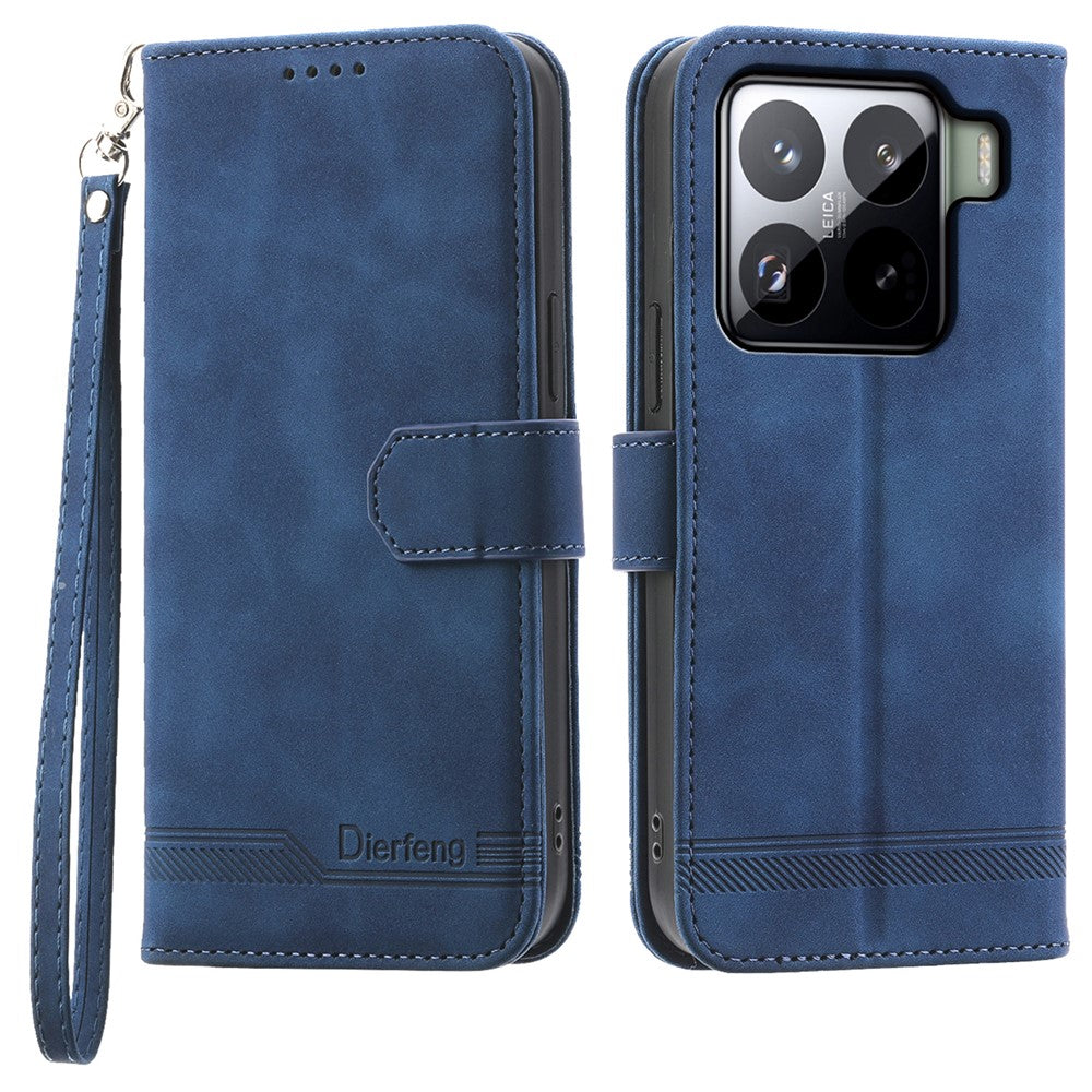 DIERFENG DF-03 For Xiaomi 15 Pro Leather Case Lines Imprint Wallet Phone Cover