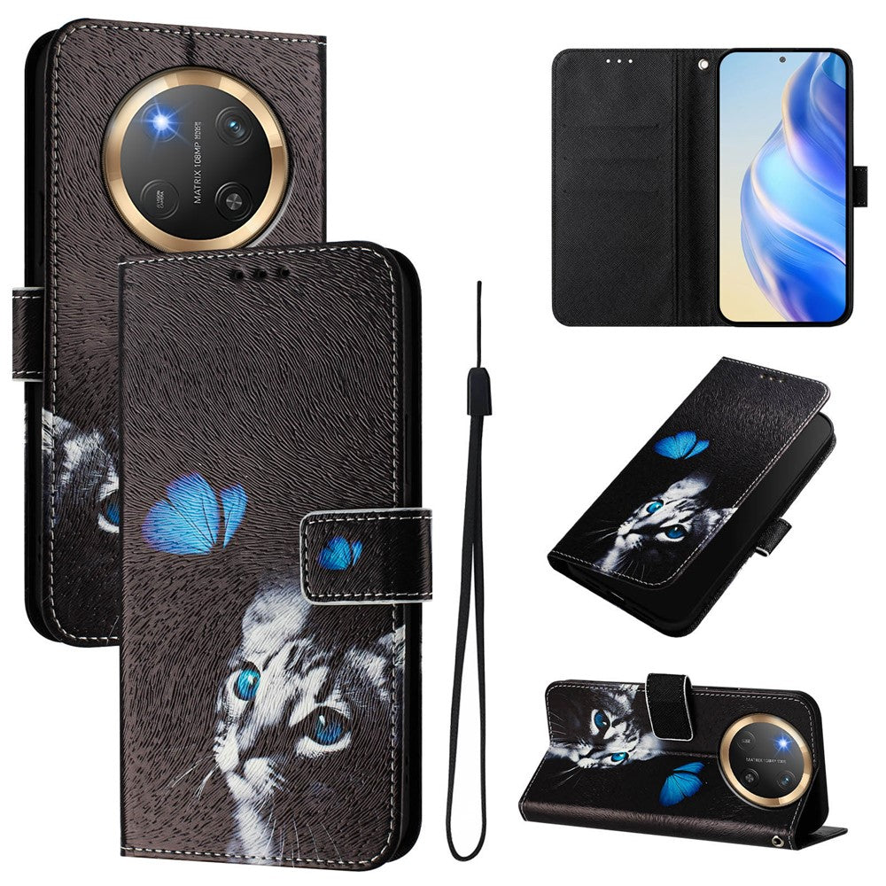 For Honor Magic7 Lite 5G / X9c 5G / X60 Pro 5G Case Pattern Printing Wallet Phone Cover with Strap