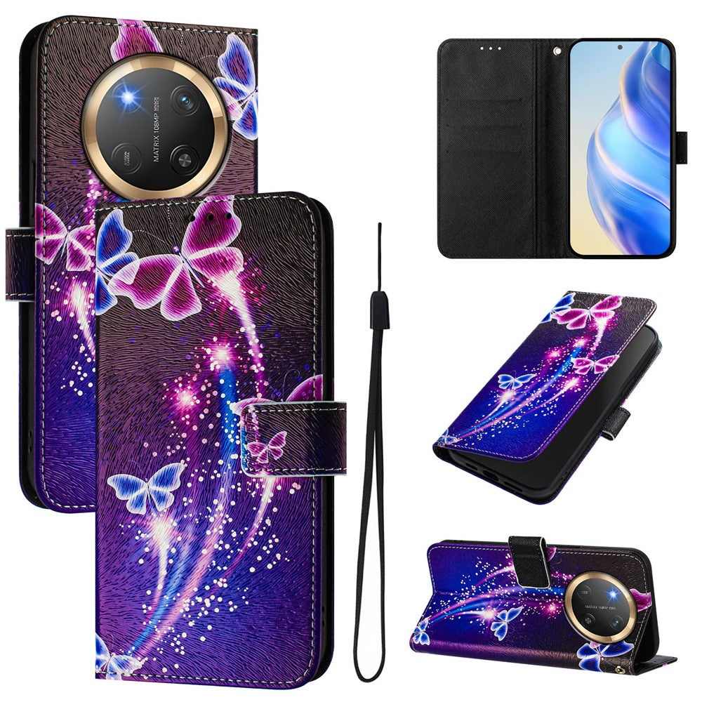 For Honor Magic7 Lite 5G / X9c 5G / X60 Pro 5G Case Pattern Printing Wallet Phone Cover with Strap