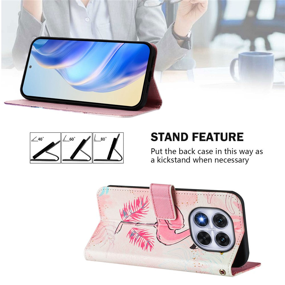 For Xiaomi Redmi Note 14 Pro+ 5G / Note 14 Pro 5G / Poco X7 5G Case Pattern Printing Wallet Phone Cover with Strap
