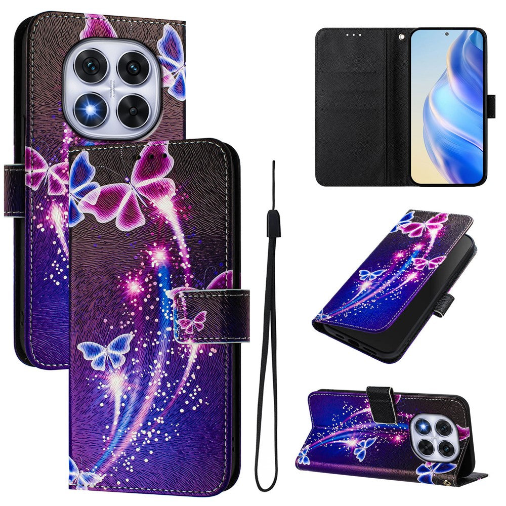 For Xiaomi Redmi Note 14 Pro+ 5G / Note 14 Pro 5G / Poco X7 5G Case Pattern Printing Wallet Phone Cover with Strap