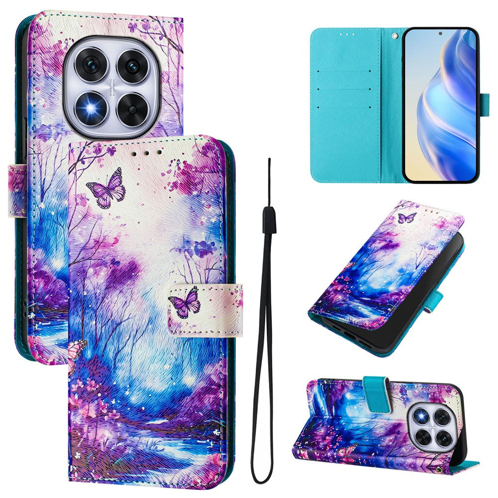 For Xiaomi Redmi Note 14 Pro+ 5G / Note 14 Pro 5G / Poco X7 5G Case Pattern Printing Wallet Phone Cover with Strap