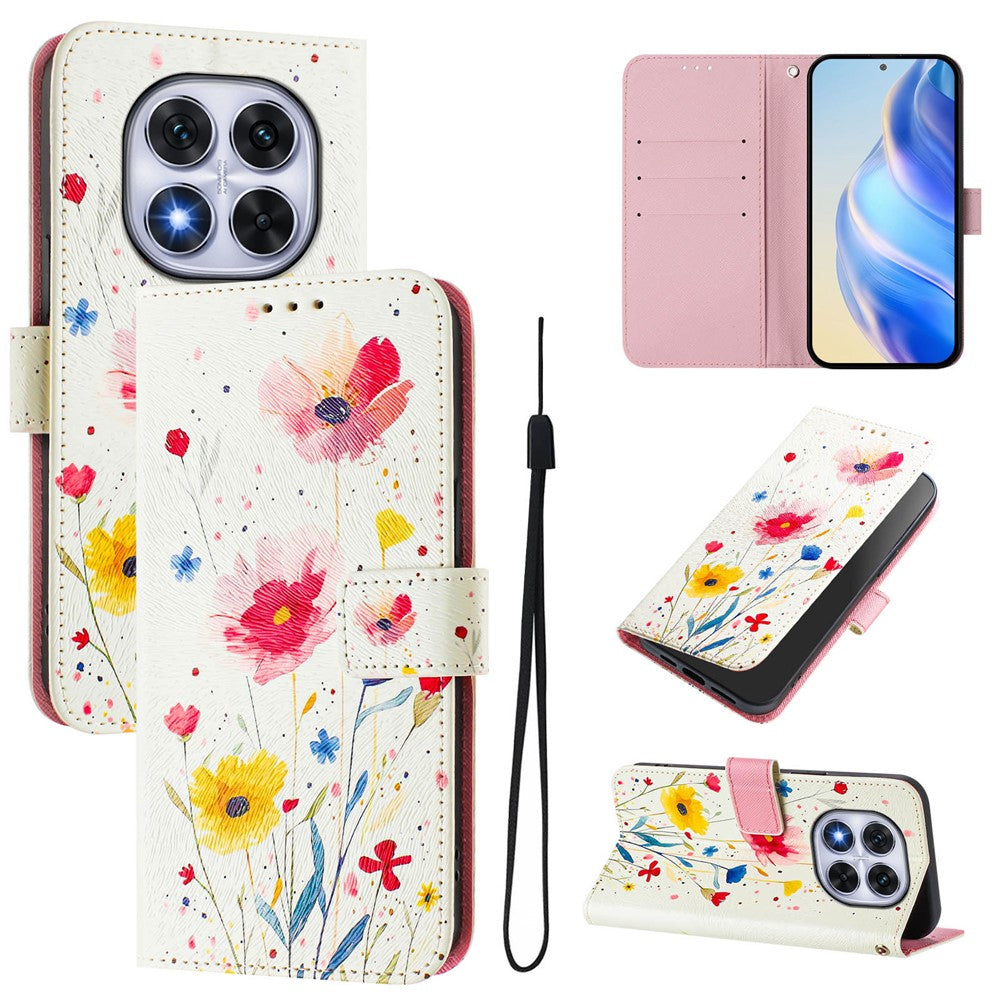 For Xiaomi Redmi Note 14 Pro+ 5G / Note 14 Pro 5G / Poco X7 5G Case Pattern Printing Wallet Phone Cover with Strap