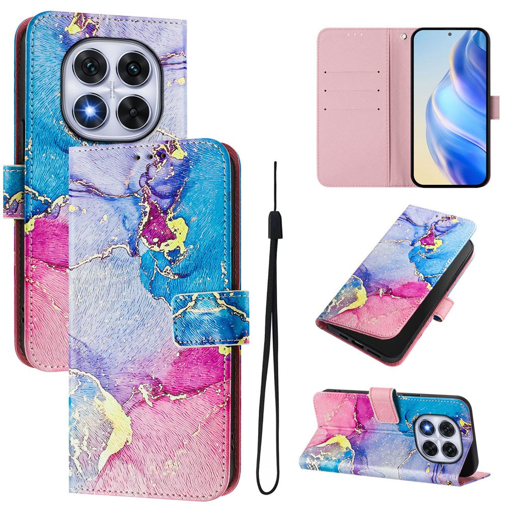 For Xiaomi Redmi Note 14 Pro+ 5G / Note 14 Pro 5G / Poco X7 5G Case Pattern Printing Wallet Phone Cover with Strap