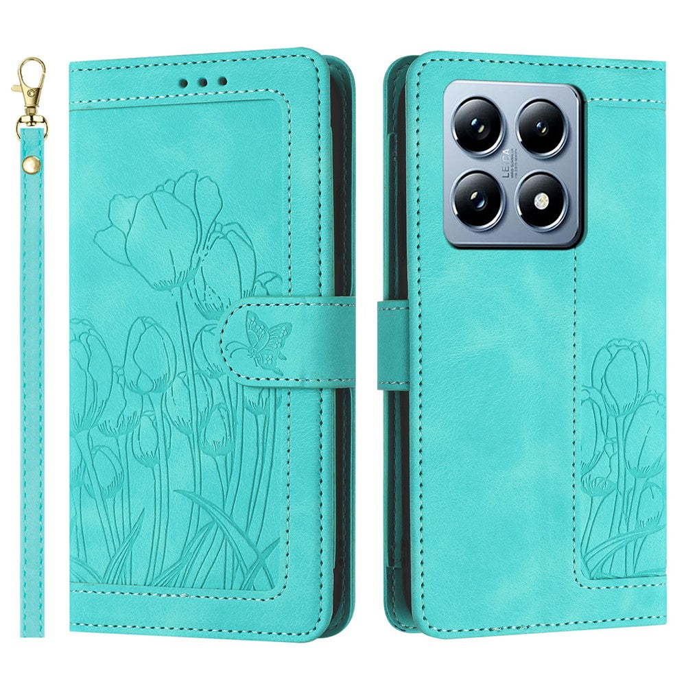 Xiaomi 14T Pro Tulip-lædercover, mobilcover med 5 kortlommer og pung