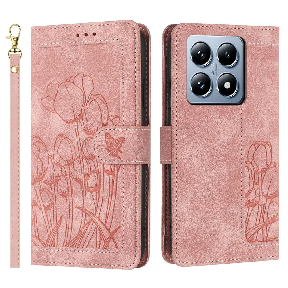 Xiaomi 14T Pro Tulip-lædercover, mobilcover med 5 kortlommer og pung