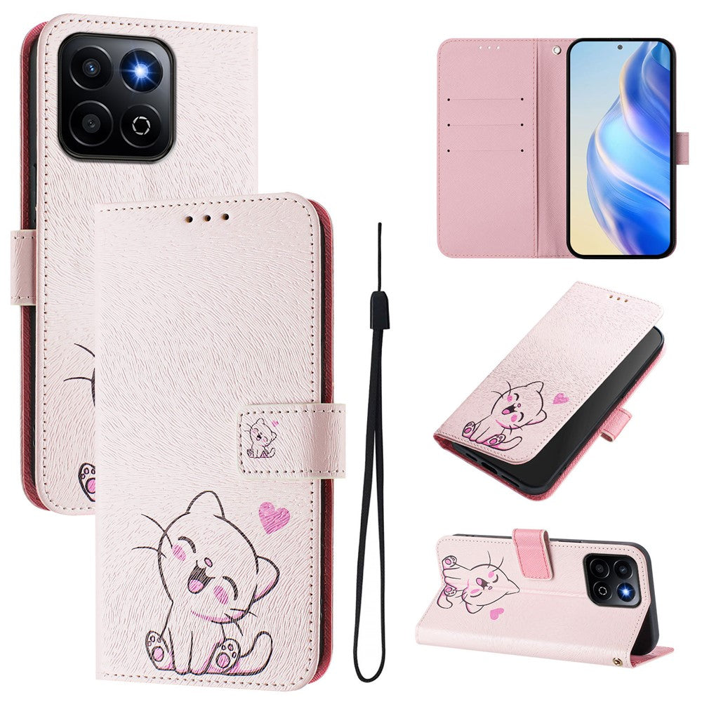 For Honor 200 Smart 5G / Honor X7c 4G / Honor X7c 5G Case Pattern Printing Wallet Phone Cover with Strap