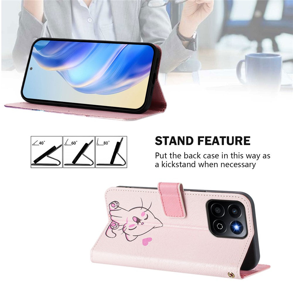 For Honor 200 Smart 5G / Honor X7c 4G / Honor X7c 5G Case Pattern Printing Wallet Phone Cover with Strap