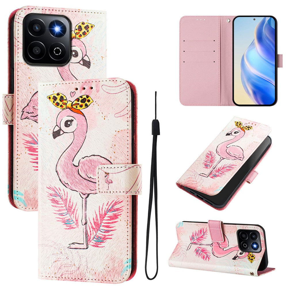 For Honor 200 Smart 5G / Honor X7c 4G / Honor X7c 5G Case Pattern Printing Wallet Phone Cover with Strap
