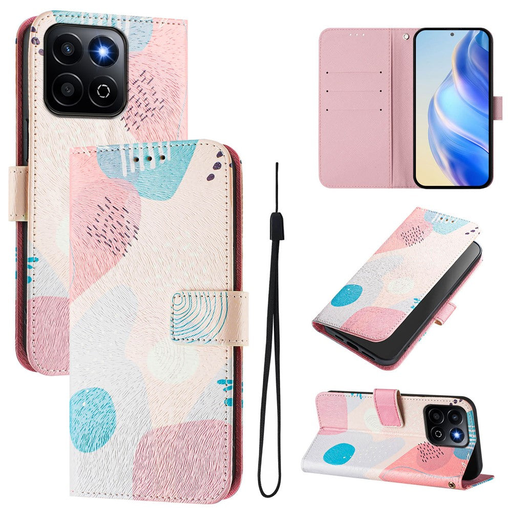 For Honor 200 Smart 5G / Honor X7c 4G / Honor X7c 5G Case Pattern Printing Wallet Phone Cover with Strap