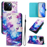 For Honor 200 Smart 5G / Honor X7c 4G / Honor X7c 5G Case Pattern Printing Wallet Phone Cover with Strap