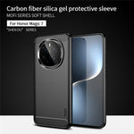 MOFI For Honor Magic7 5G Back Cover  Brushed Carbon Fiber Texture Soft TPU Case