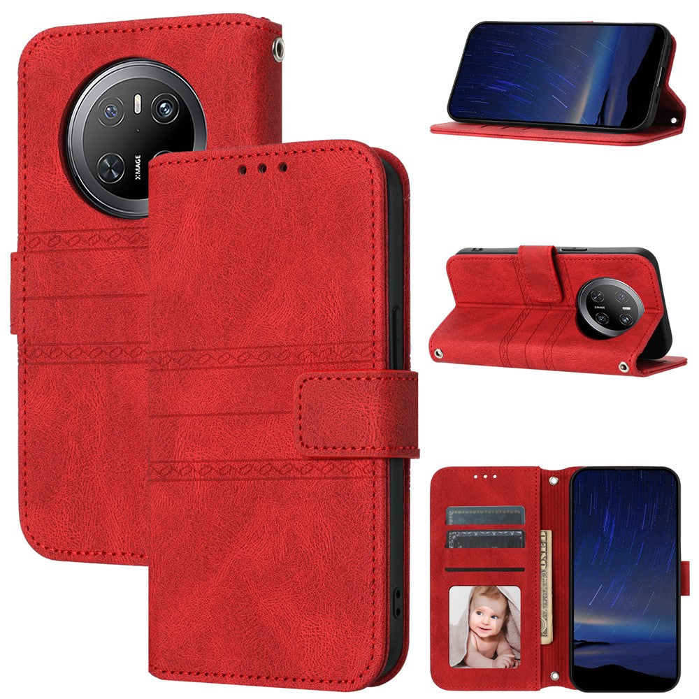 For Huawei Mate 70 Case Wallet Skin-Touch Leather Imprinted Phone Cover