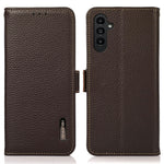 KHAZNEH For Samsung Galaxy A56 5G Phone Case Genuine Cow Leather Cover RFID Blocking