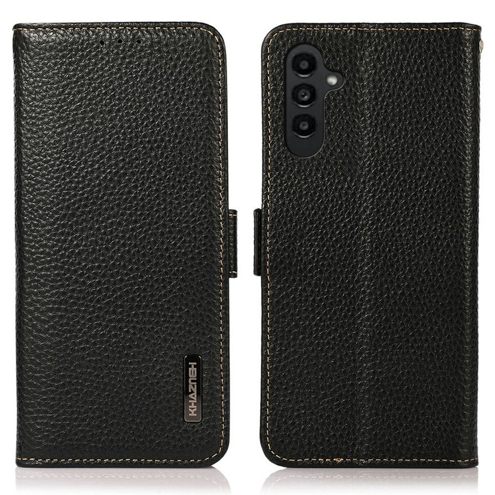 KHAZNEH For Samsung Galaxy A56 5G Phone Case Genuine Cow Leather Cover RFID Blocking
