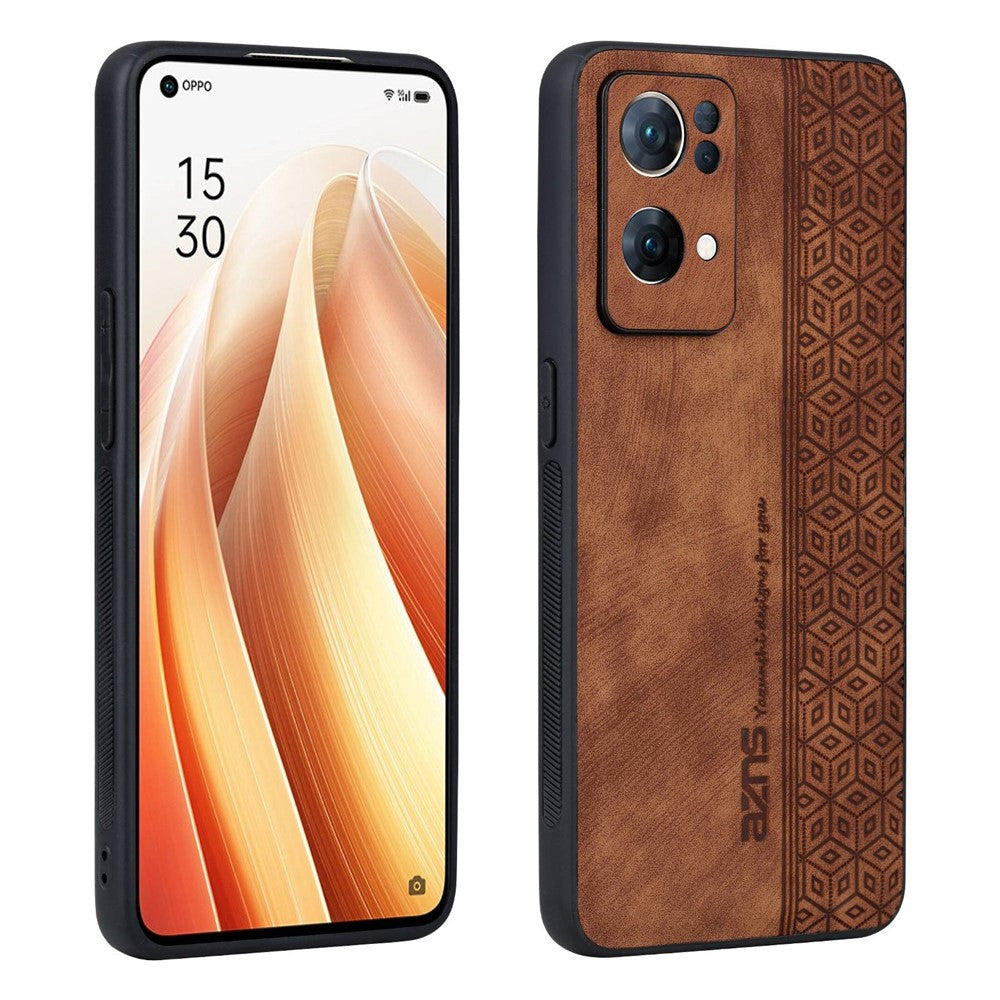AZNS För Oppo Reno7 Pro 5G Stoppsäkert Mobilskal med Tryckt Mönster, PU-läderbelagt TPU Skyddande Mobilmobilfodral