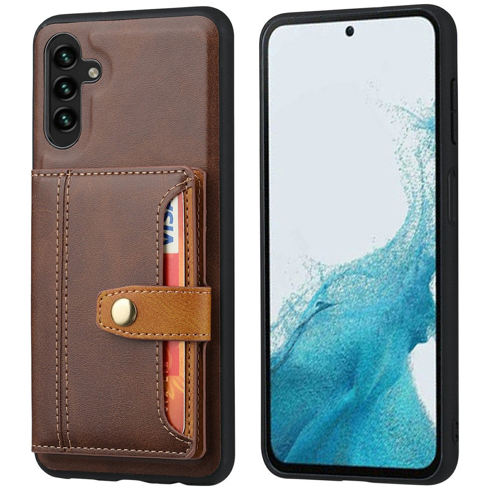 Samsung Galaxy S25-skal med kalvtextur, korthållare i PU-läder + TPU, Kicksktand-mobilskal