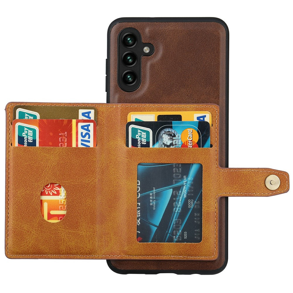 Samsung Galaxy S25-skal med kalvtextur, korthållare i PU-läder + TPU, Kicksktand-mobilskal