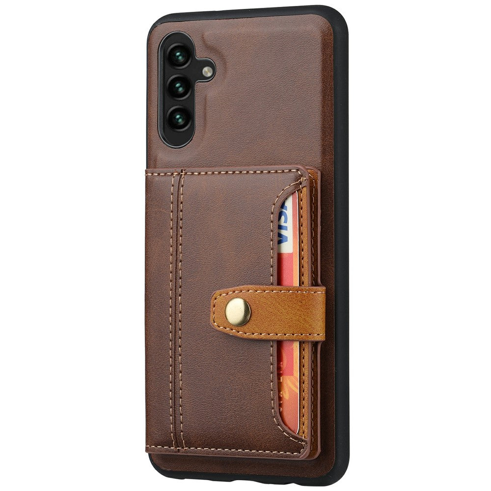 Samsung Galaxy S25-skal med kalvtextur, korthållare i PU-läder + TPU, Kicksktand-mobilskal