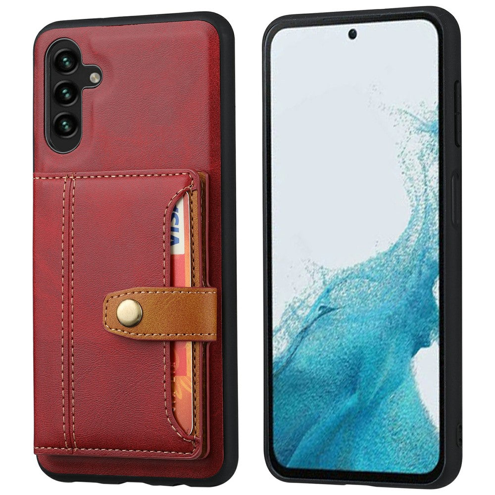 Samsung Galaxy S25-skal med kalvtextur, korthållare i PU-läder + TPU, Kicksktand-mobilskal