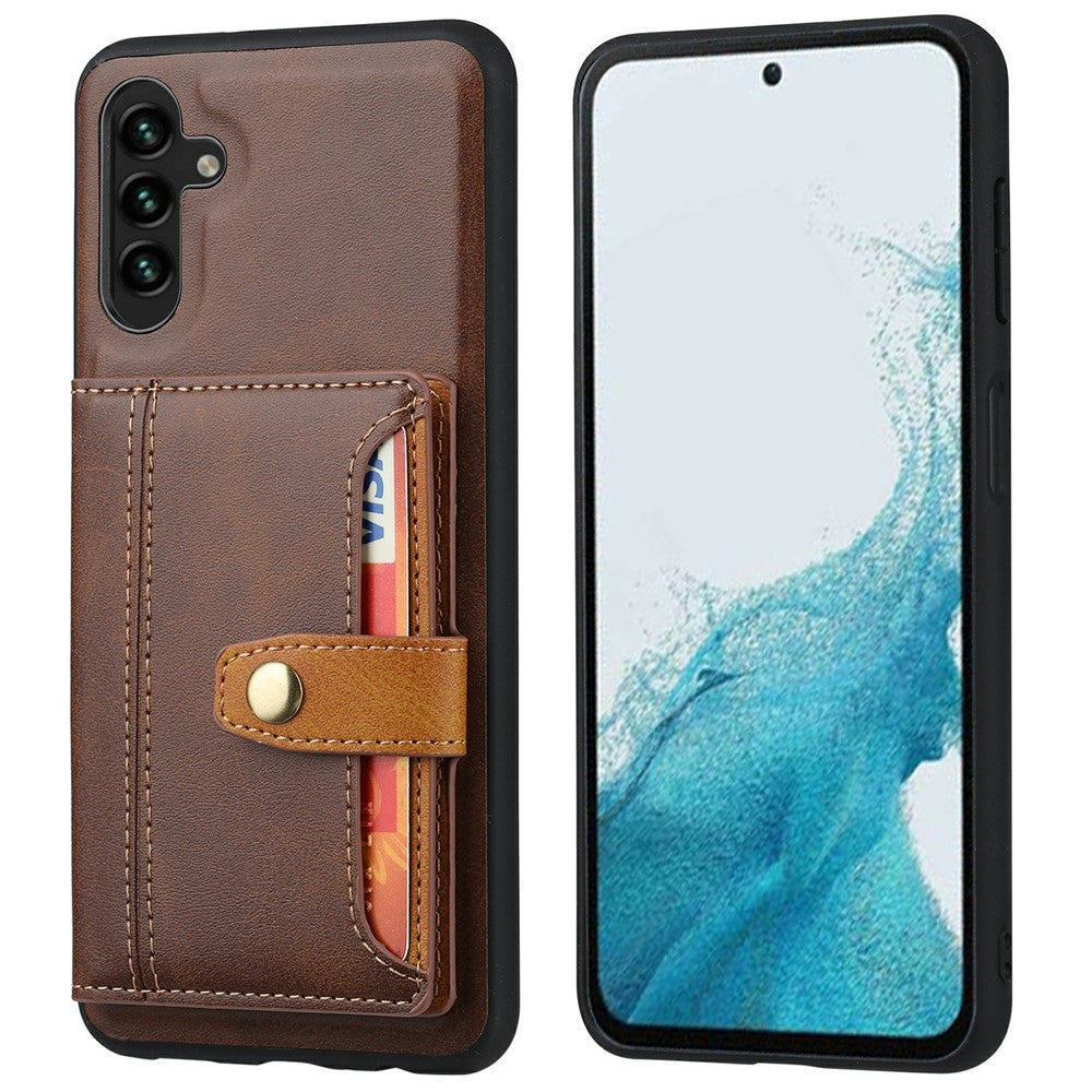 For Samsung Galaxy S25+ Case Calf Texture Card Holder PU Leather + TPU Kickstand Phone Cover