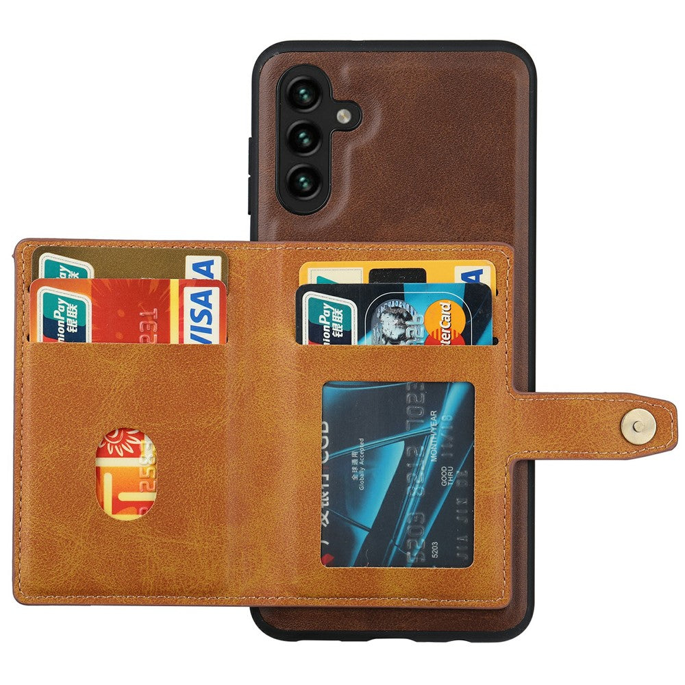 For Samsung Galaxy S25+ Case Calf Texture Card Holder PU Leather + TPU Kickstand Phone Cover
