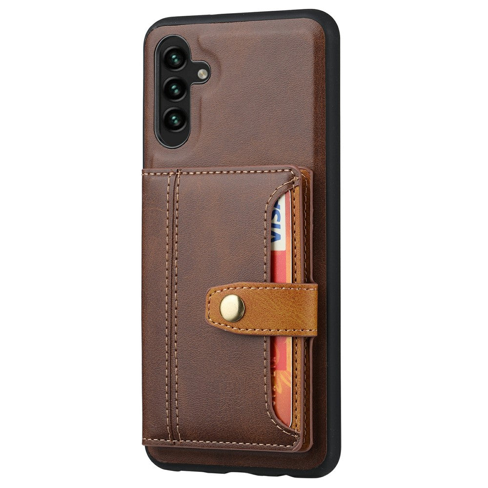 For Samsung Galaxy S25+ Case Calf Texture Card Holder PU Leather + TPU Kickstand Phone Cover