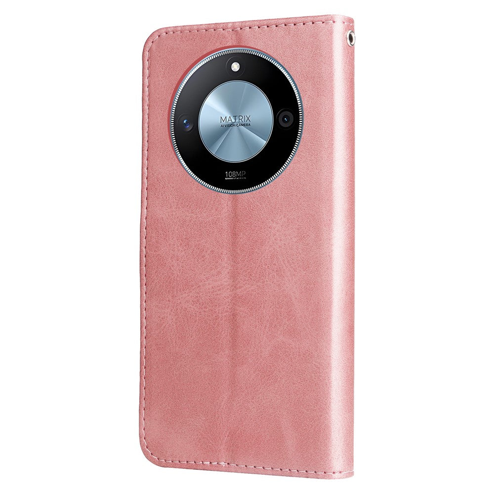 For Honor X60 5G Case Zipper Wallet Calf Texture PU Leather Phone Cover