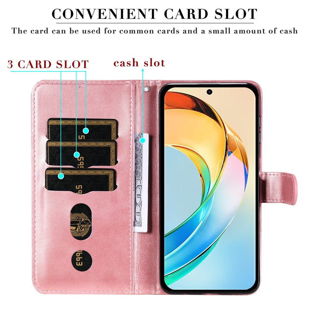For Honor X60 5G Case Zipper Wallet Calf Texture PU Leather Phone Cover