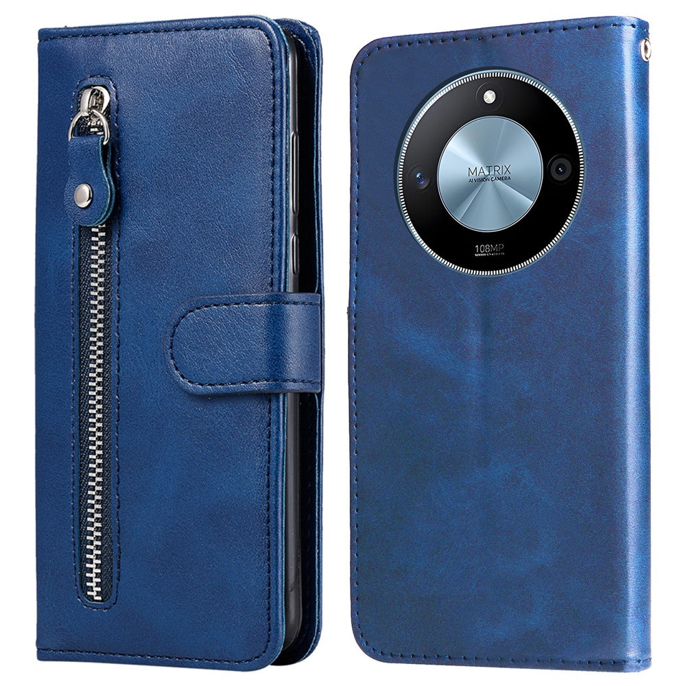 For Honor X60 5G Case Zipper Wallet Calf Texture PU Leather Phone Cover