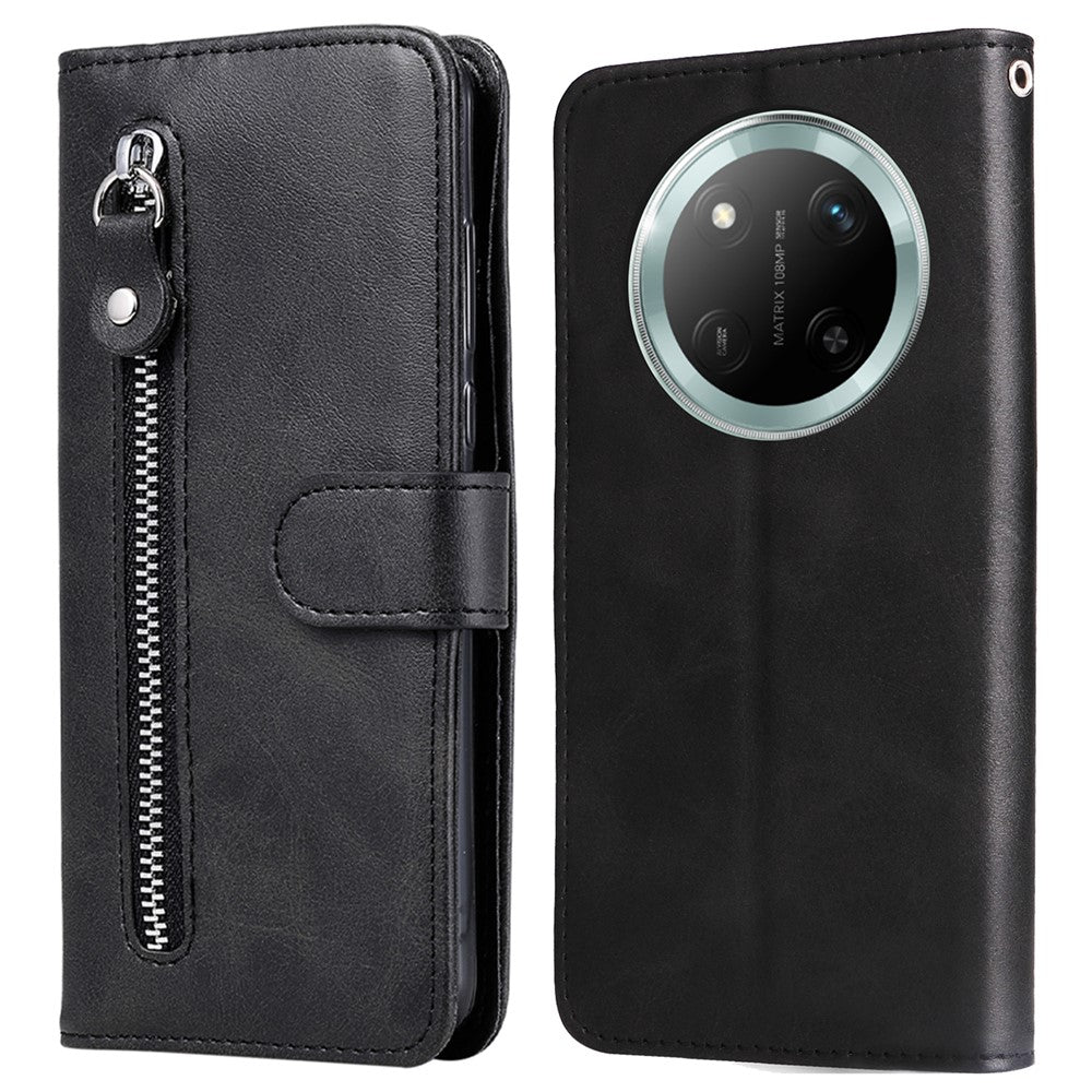 Zipper Wallet Case for Honor Magic7 Lite 5G / X9c 5G / X60 Pro 5G Calf Texture Leather Phone Cover