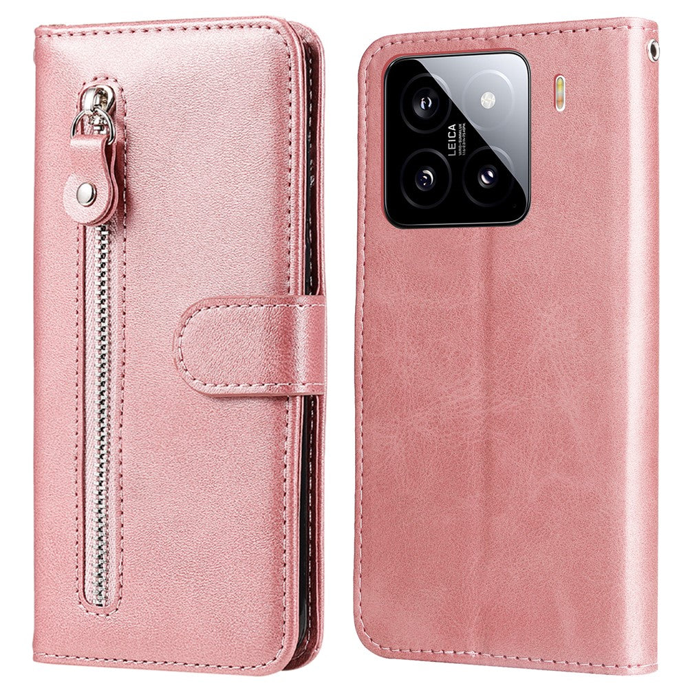 For Xiaomi 15 Case Zipper Wallet Calf Texture PU Leather Phone Cover