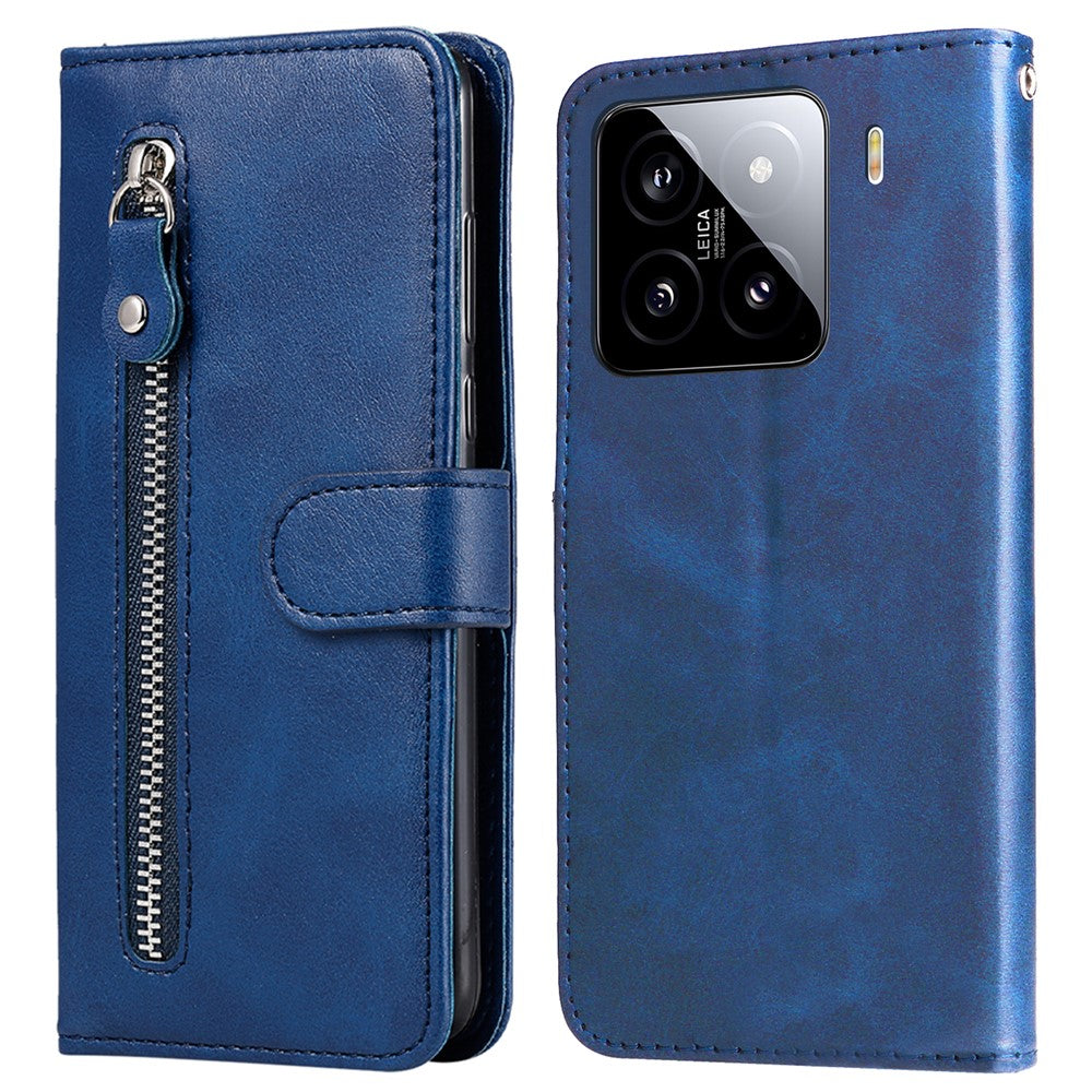 For Xiaomi 15 Case Zipper Wallet Calf Texture PU Leather Phone Cover