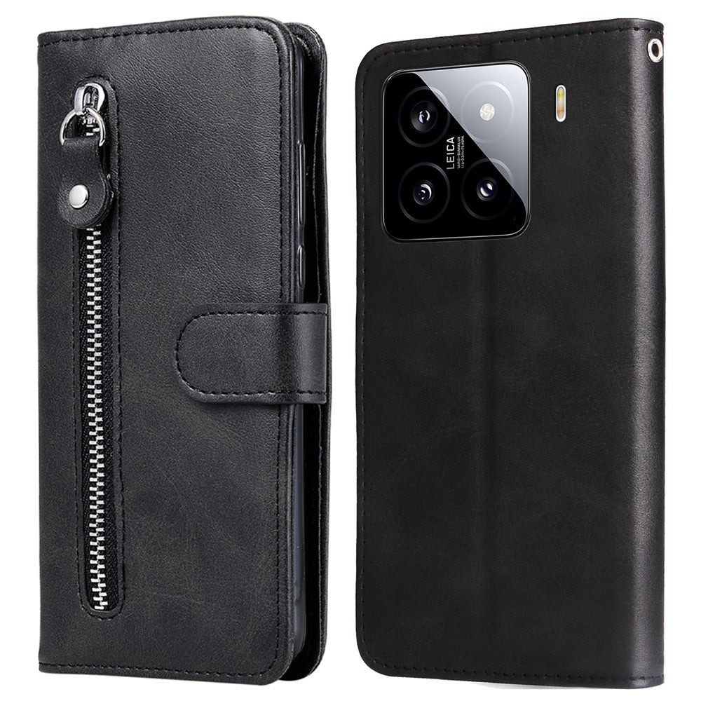 For Xiaomi 15 Case Zipper Wallet Calf Texture PU Leather Phone Cover