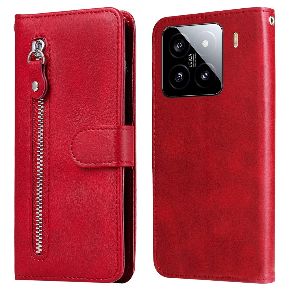 For Xiaomi 15 Case Zipper Wallet Calf Texture PU Leather Phone Cover