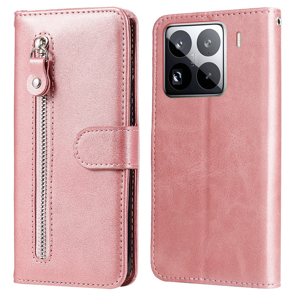 For Xiaomi 15 Pro Case Zipper Wallet Calf Texture PU Leather Phone Cover