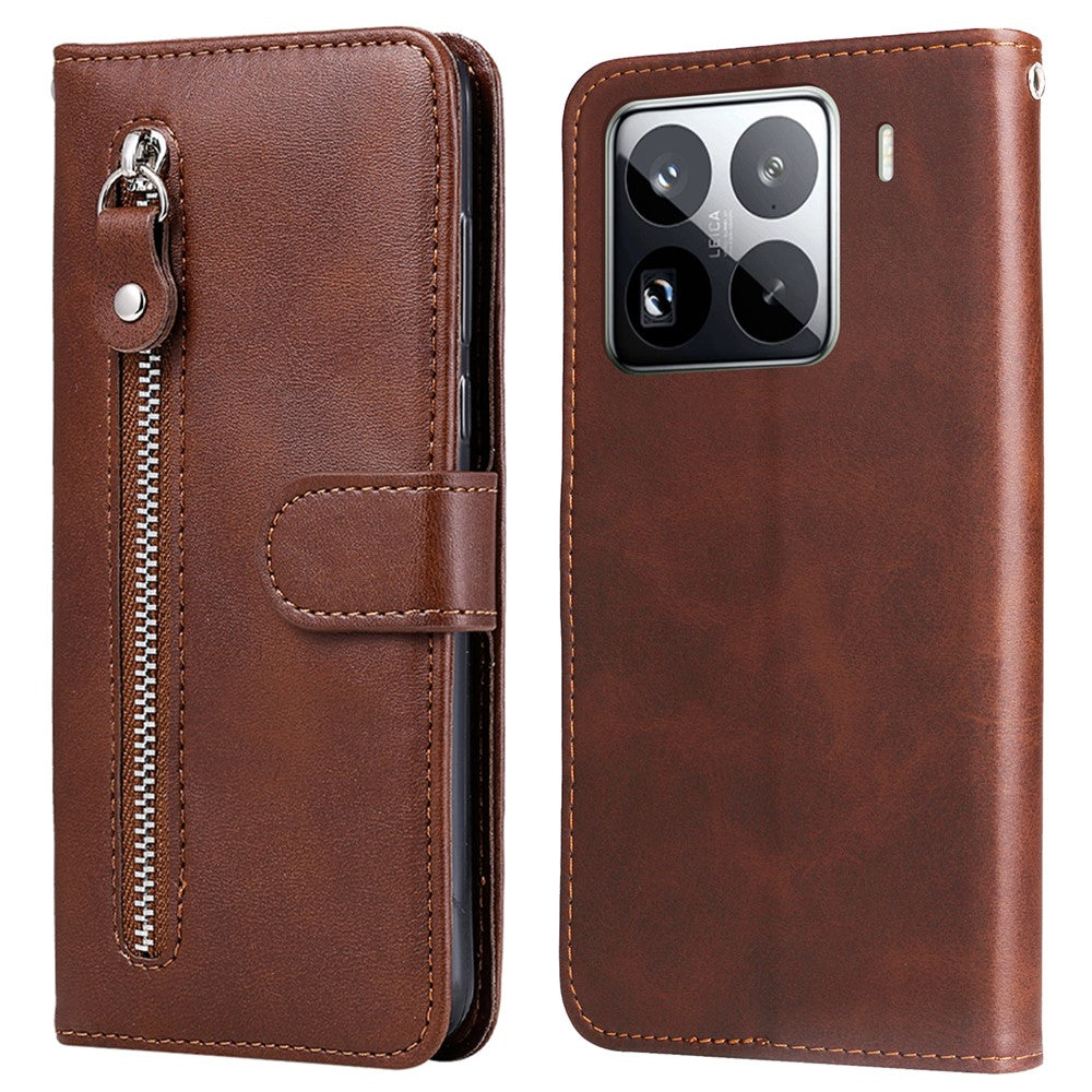 For Xiaomi 15 Pro Case Zipper Wallet Calf Texture PU Leather Phone Cover